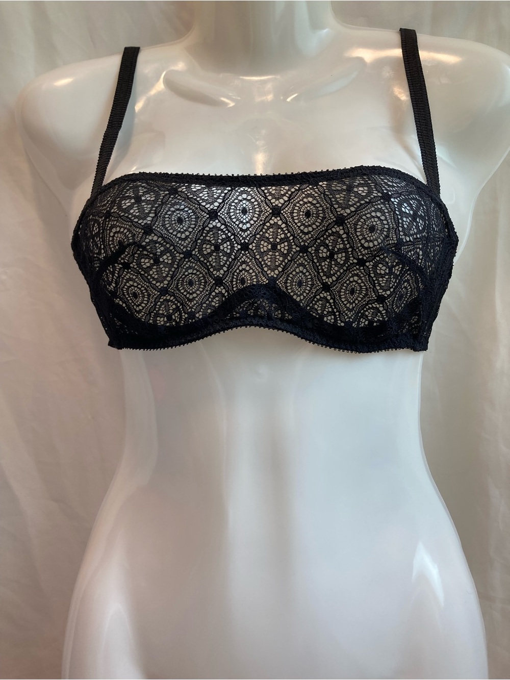 Implicite Black Lace Bandeau Bra Sheer Lingerie Small